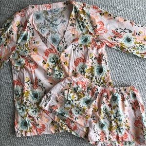 🌸 Modern Kimono Pajama Set – Floral Print